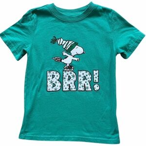 PEANUTS Snoopy Ice Skating BRR! Green T Shirt